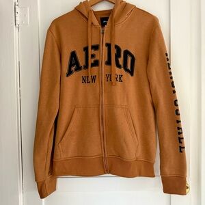 Aeropostale Brown Zip Up Hoodie Large